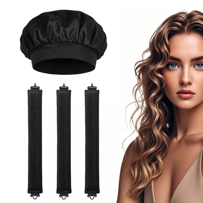 Satin Sleep Cap and Hair Rollers