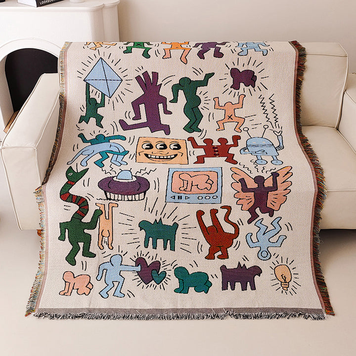 Artistic Cat-Themed Throw Blanket