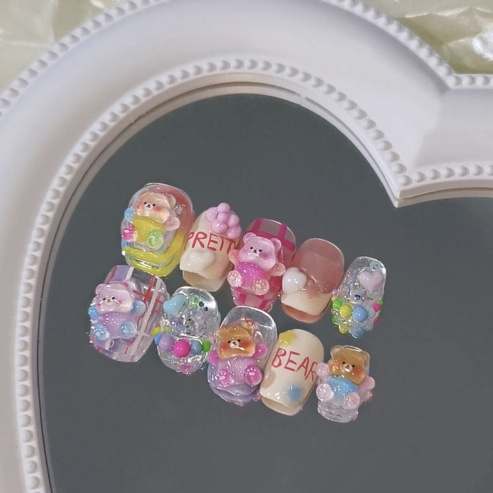 Themed Bear-Embellished Press-On Nail Set