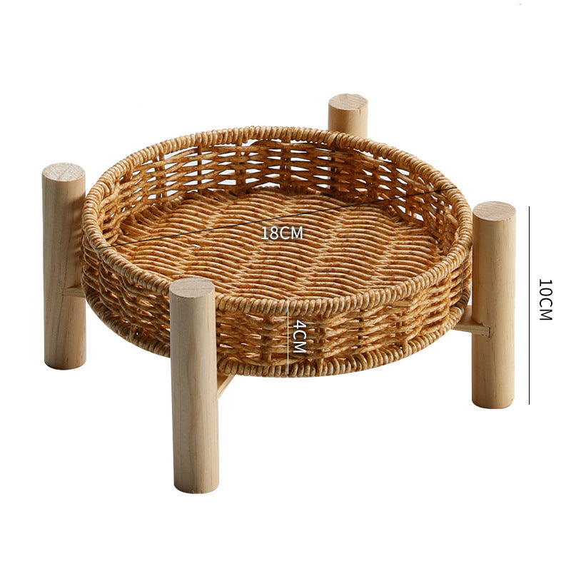 Handwoven Decorative Tabletop Basket with Wooden Legs Kalsten