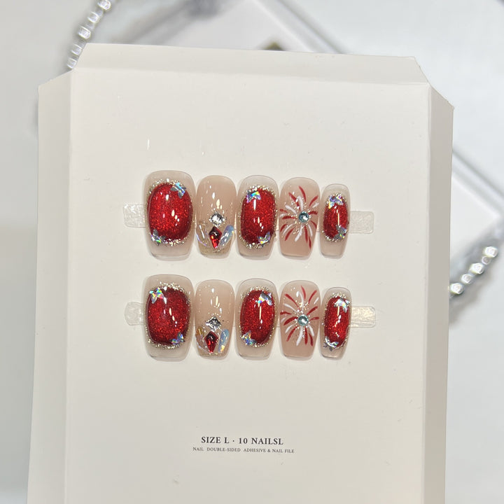 Glittery Press-On Nail Art Set with Snowflake Design Kalsten