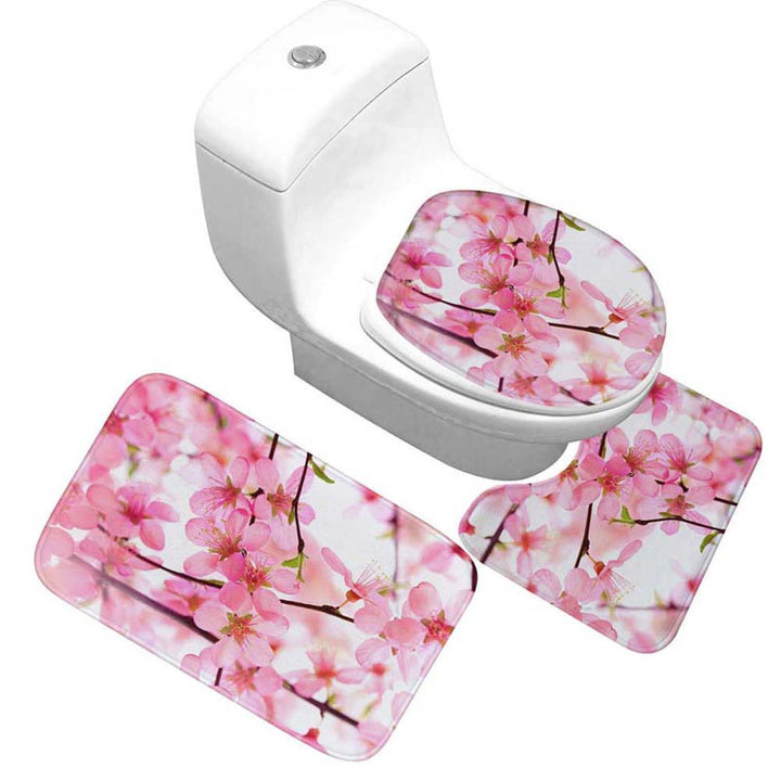 Floral Design Toilet Mat Set