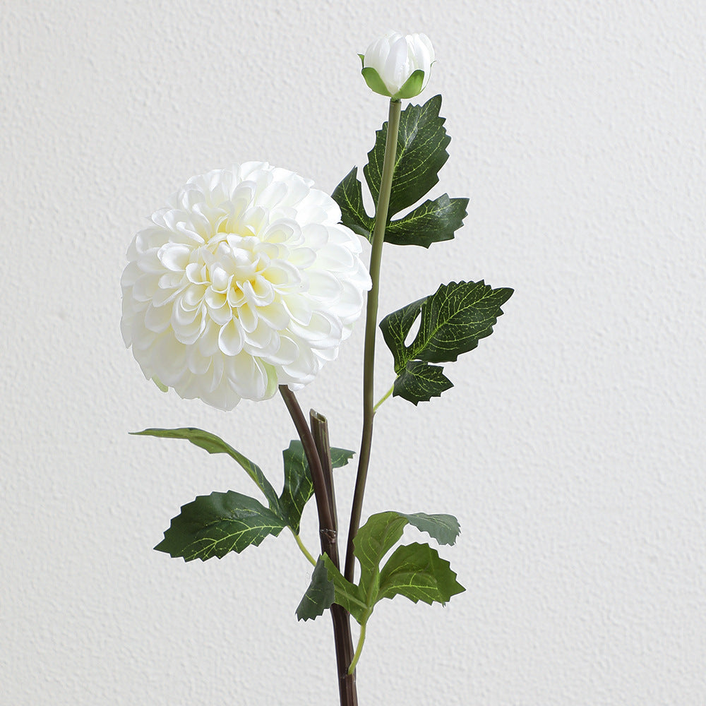 Artificial dahlia flower branch with realistic texture