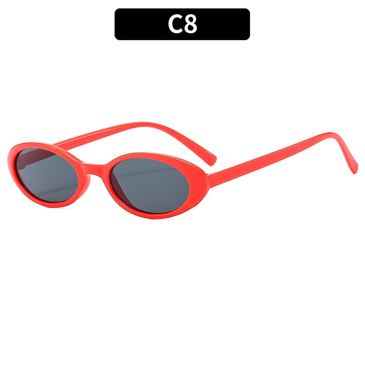 Retro-Inspired Slim Oval Sunglasses