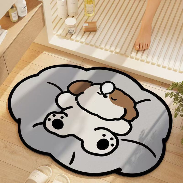 Whimsical Cat-Themed Bath Mat Kalsten