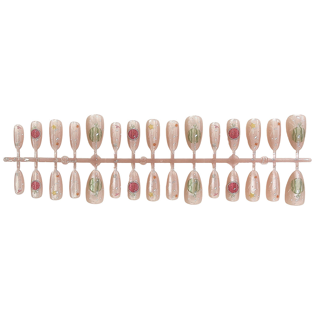 Artistic Press-On Nail Set with Elegant Fruit Designs Kalsten