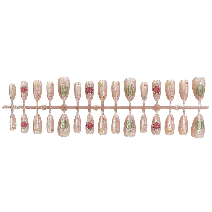Artistic Press-On Nail Set with Elegant Fruit Designs Kalsten