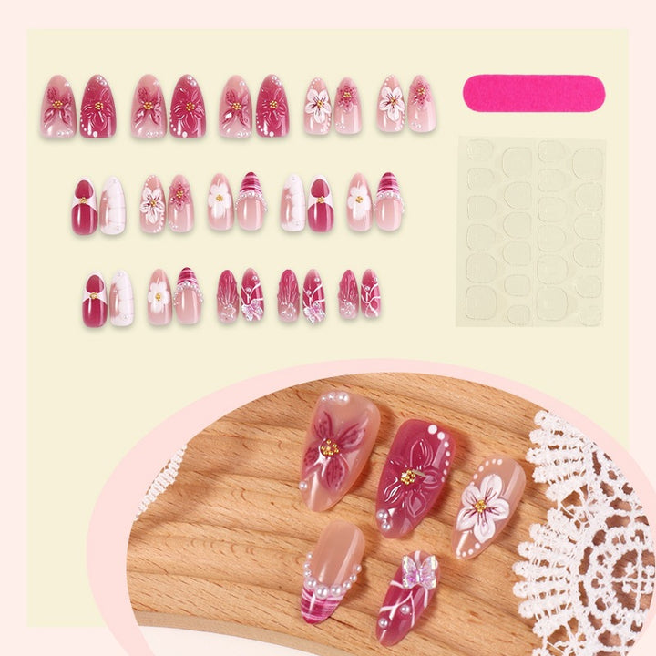 Artificial nail set with floral decorations and elegant patterns Kalsten