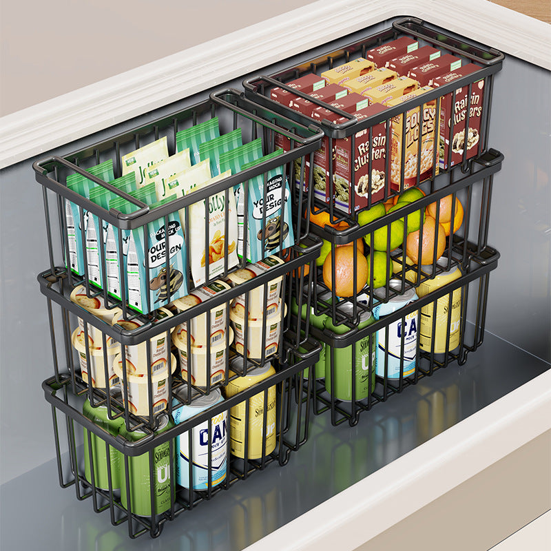 Wire Refrigerator Can Organizer Basket with Slide Handles