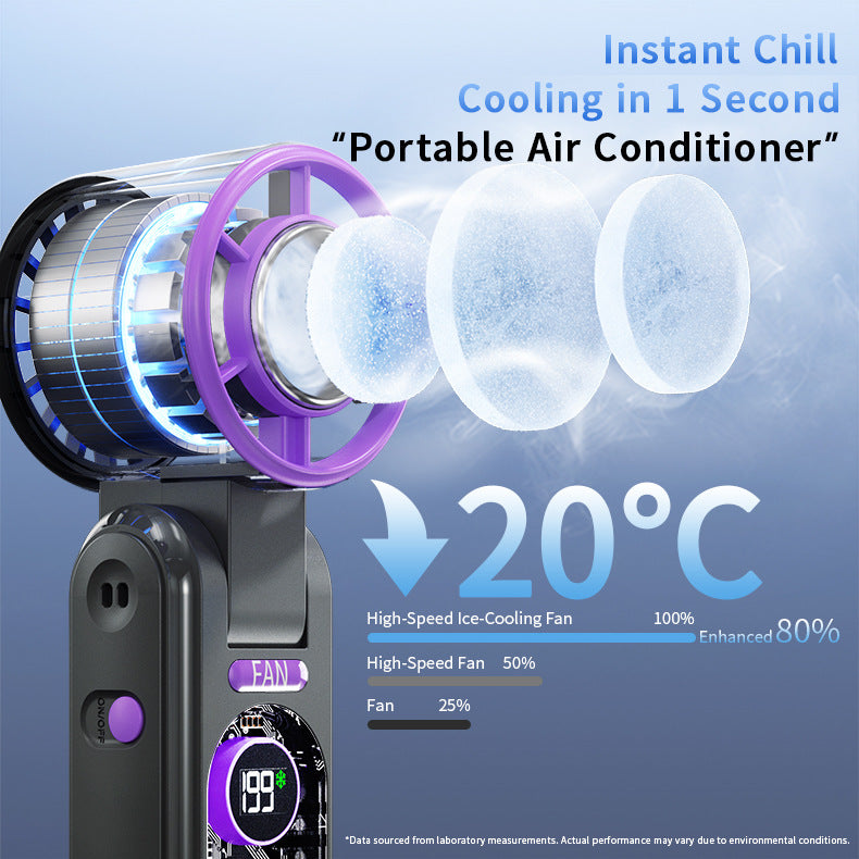 Women's Portable Hand Fan with Digital Temperature Display Kalsten
