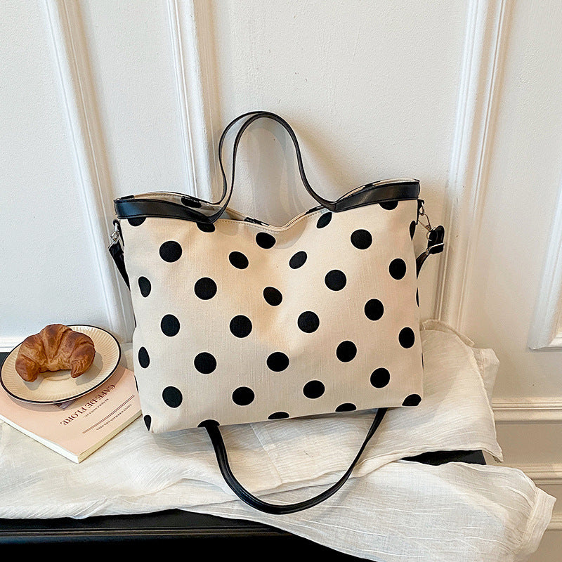 Polka Dot Canvas Tote Bag