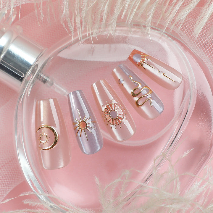 Elegant Celestial Press-On Nail Art Set