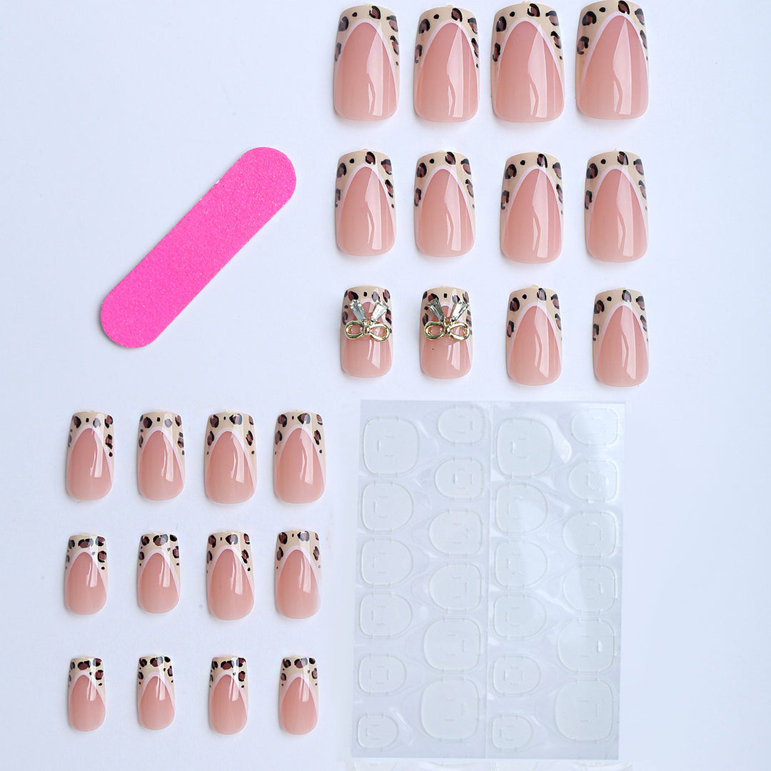 Artificial Nails with Elegant Bow Decoration Kalsten