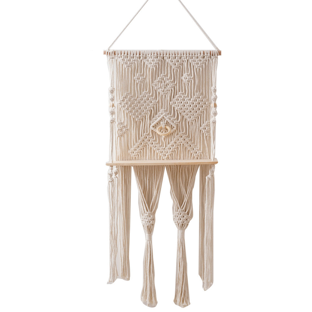 Wall-Mounted Macrame Tapestry with Shelf Kalsten