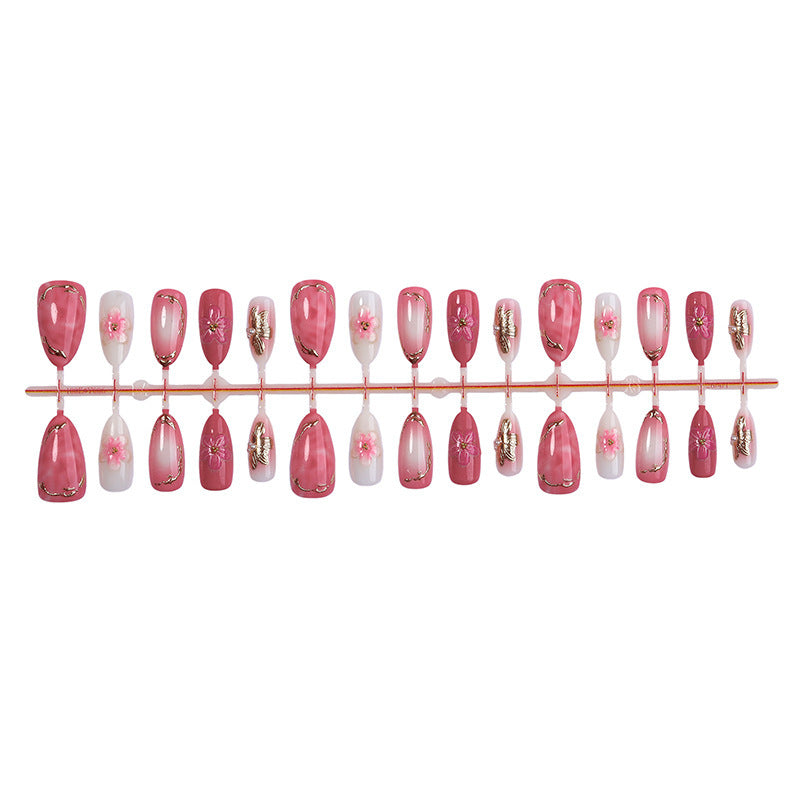 Artificial nail set with elegant flower and glitter details Kalsten