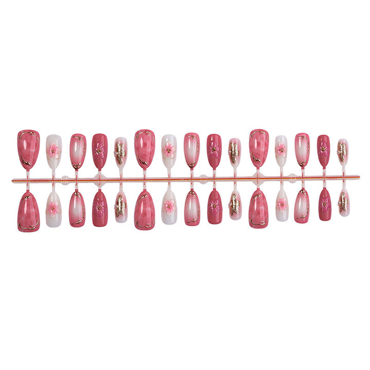 Artificial nail set with elegant flower and glitter details Kalsten