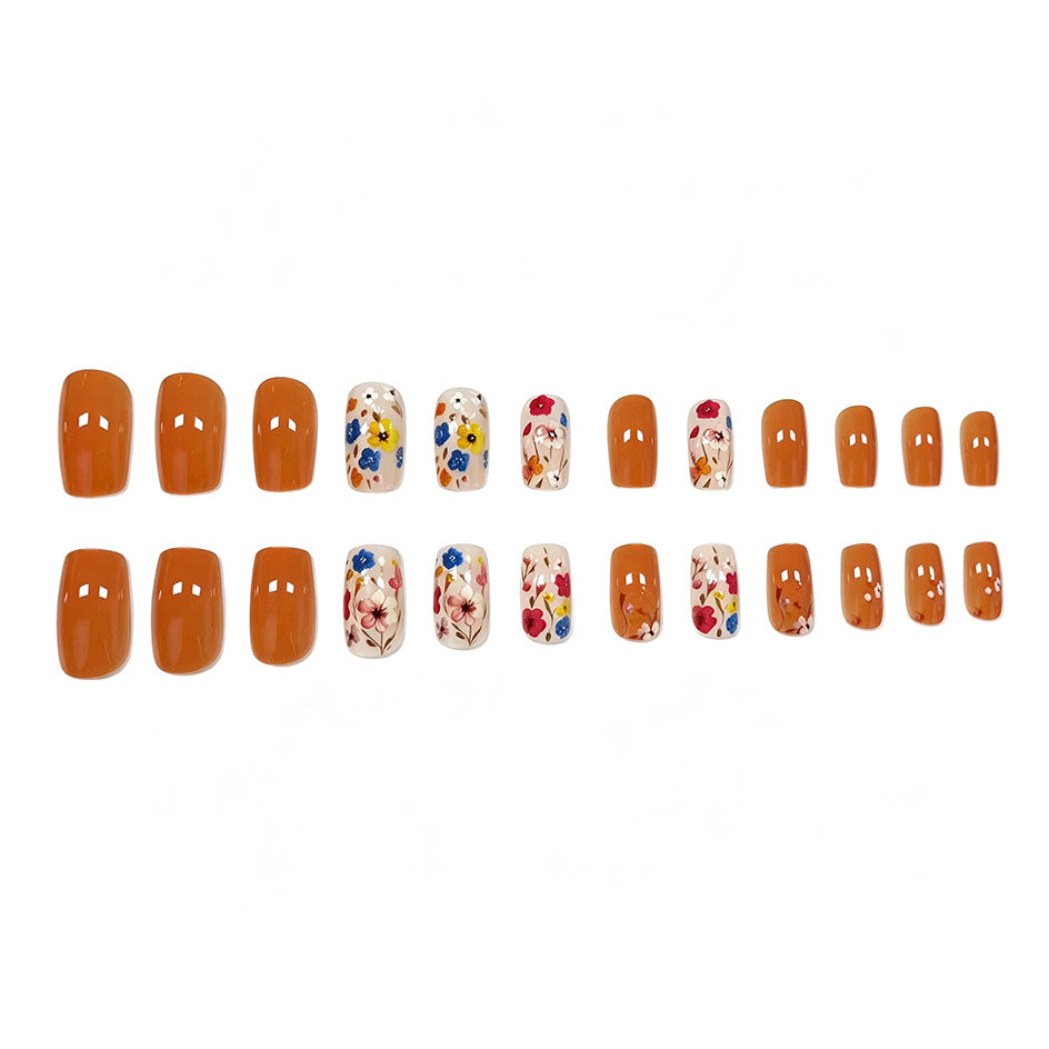 Floral Patterned Press-On Nail Enhancements Kalsten