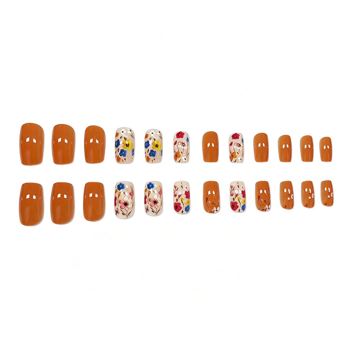 Floral Patterned Press-On Nail Enhancements Kalsten