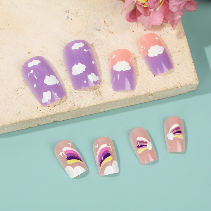 Creative Nail Art Set with colorful rainbow and cloud designs Kalsten