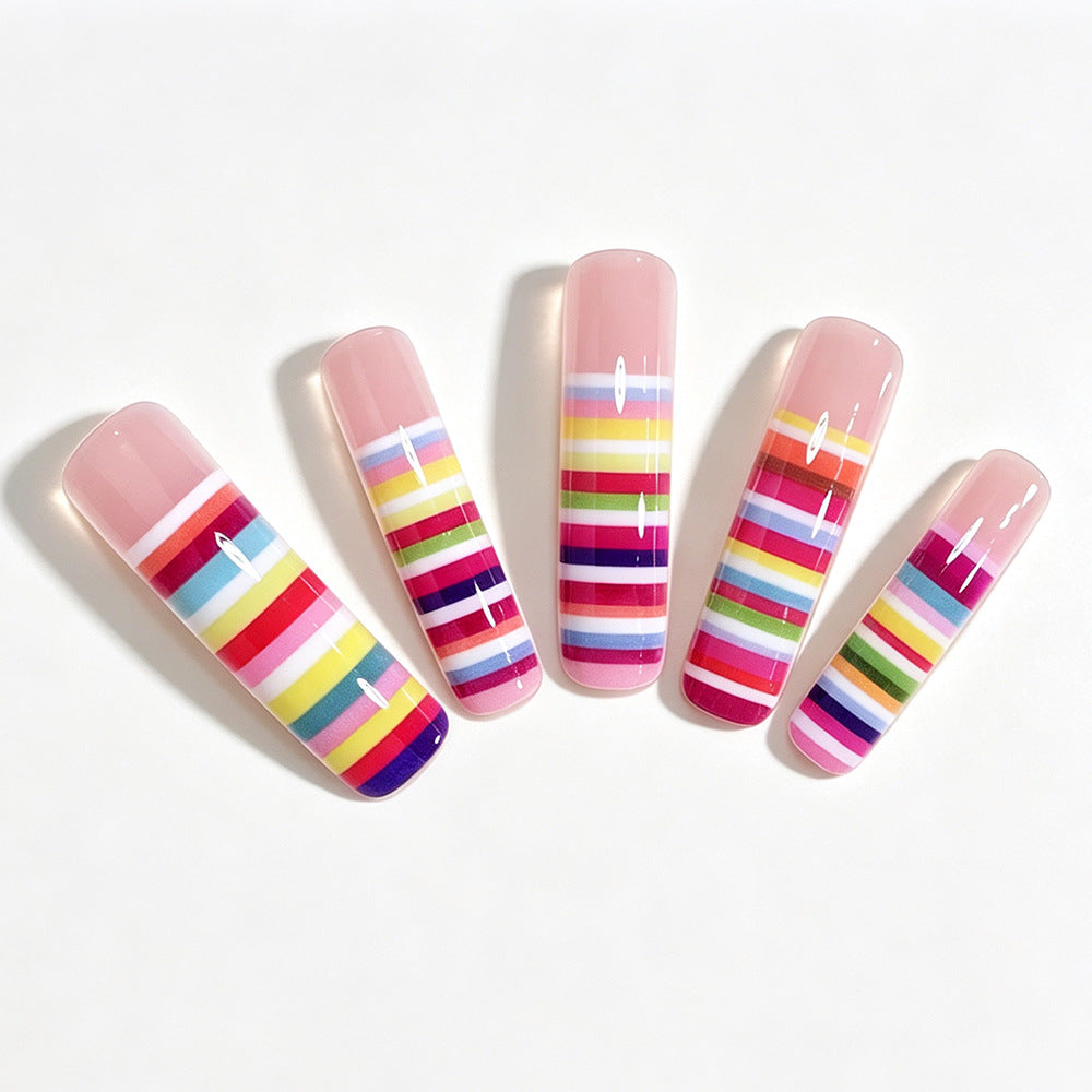 Colorful Striped Nail Art Tips Kalsten