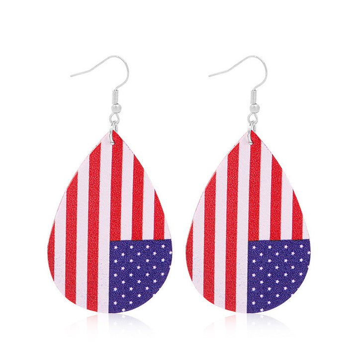 Women's lightweight drop earrings with stars-and-stripes design made of vegan leather Kalsten