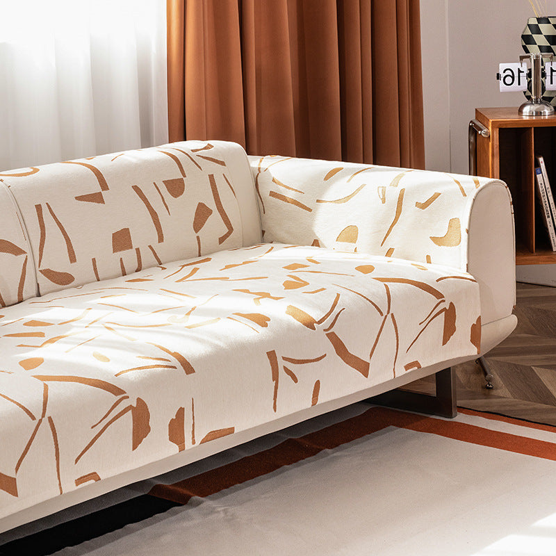 Stretch sofa cover with abstract brushstroke print and elastic waistband Kalsten
