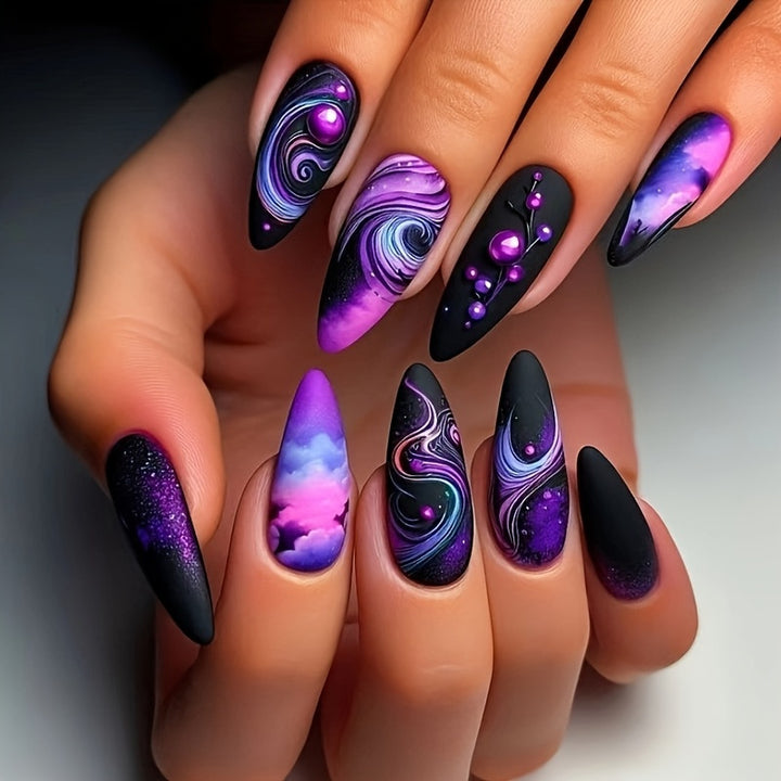 Cosmic Galaxy Stiletto Nail Art