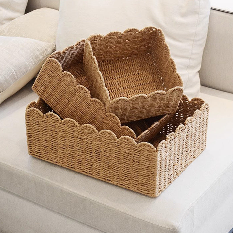 Handwoven storage basket with playful design Kalsten