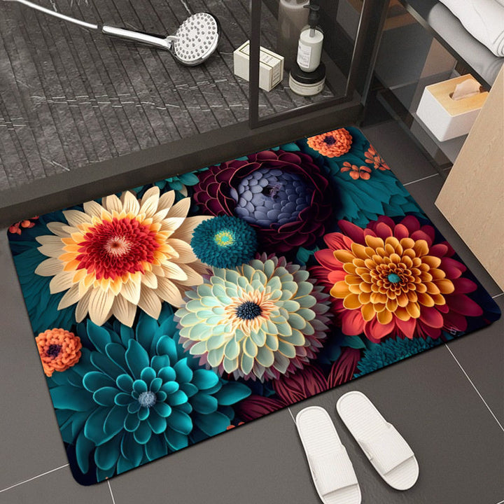 Floral Design Memory Foam Bath Mat Kalsten