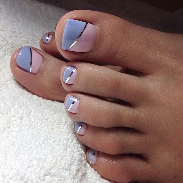 Artistic French Tip Pedicure Nail Art