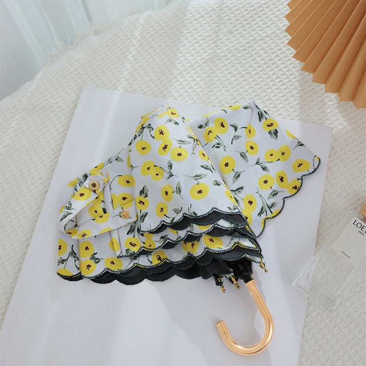 Women's elegant automatic folding umbrella with floral details Kalsten