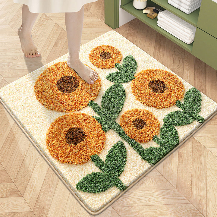 Floral Patterned Plush Bath Mat Kalsten