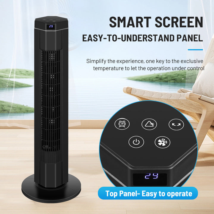 Cooling tower oscillating bladeless fan with digital display and remote Kalsten