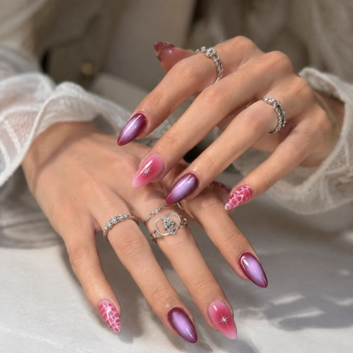 Artificial nails with elegant ombre design and creative accents Kalsten