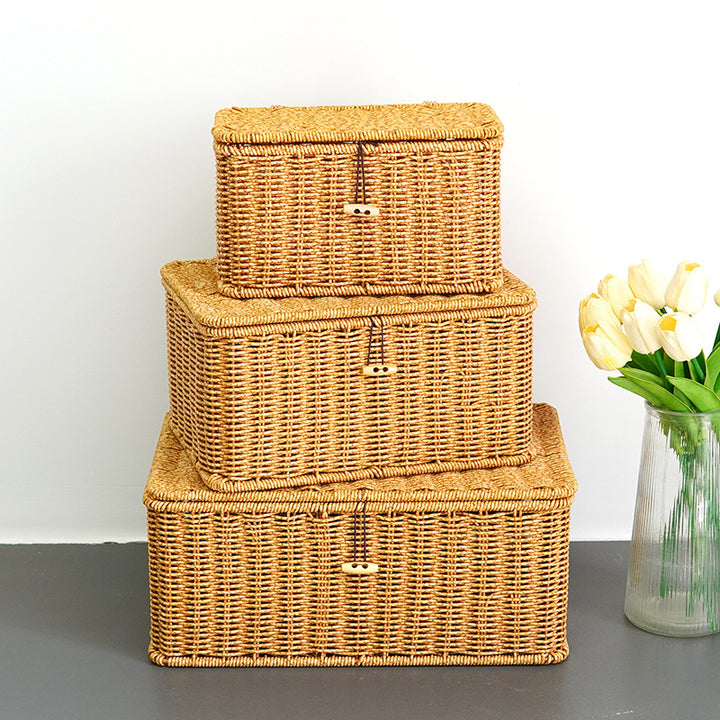 Women Large Storage Basket with Lid Kalsten