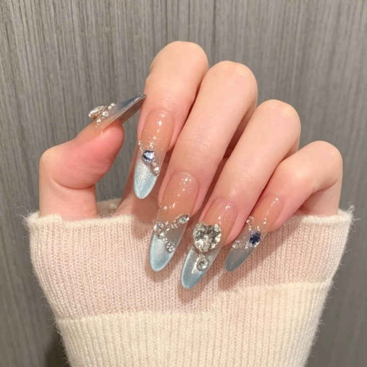 Press-On Stiletto Nails with Decorative Gemstone Accents Kalsten