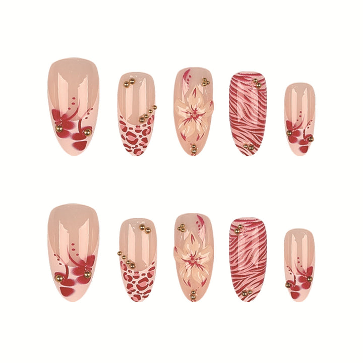 Artistic Floral Nail Design Press-On Set