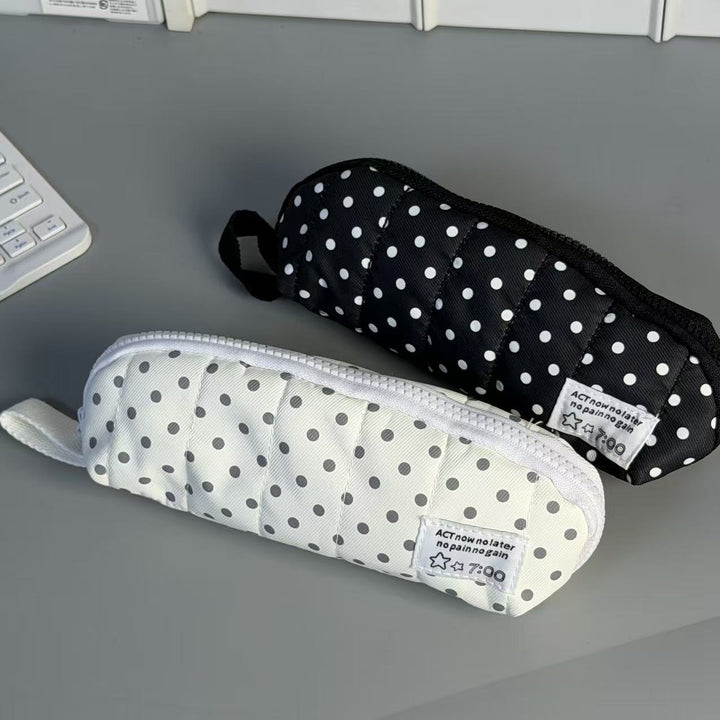Quilted Dot Print Pencil Case