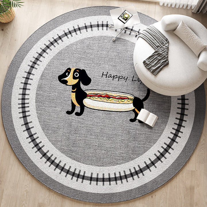 Round Dog-Themed Area Rug