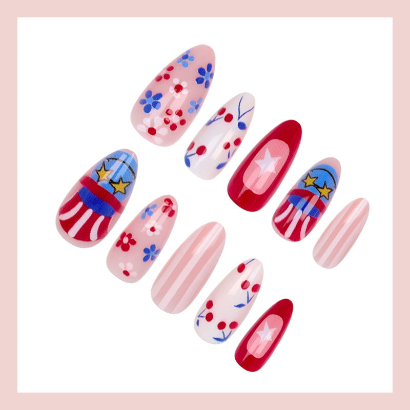 Artificial nail set with creative flower and star designs Kalsten