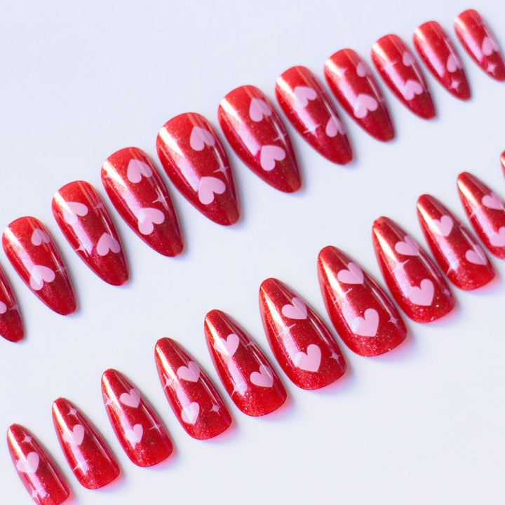 Romantic Heart-Patterned Nail Art Set
