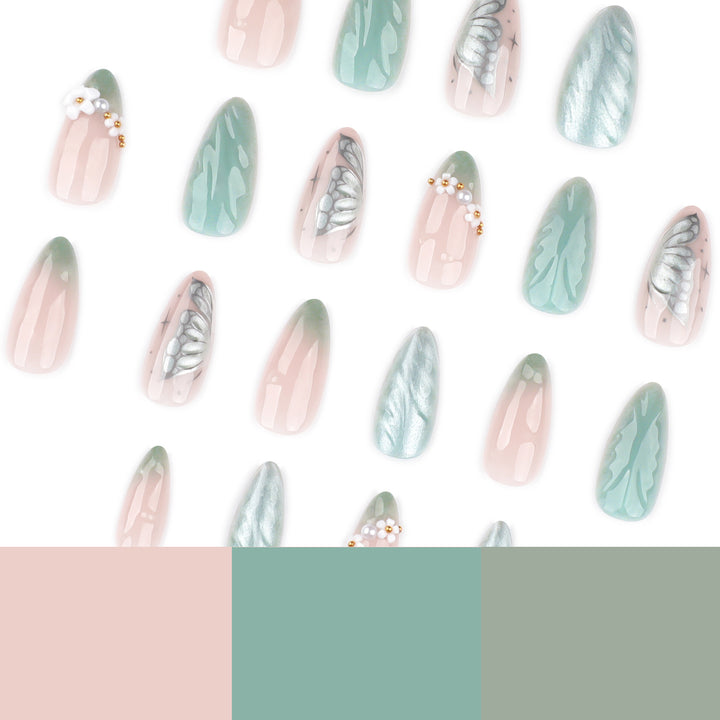 Artful stiletto nails with floral and decorative design Kalsten
