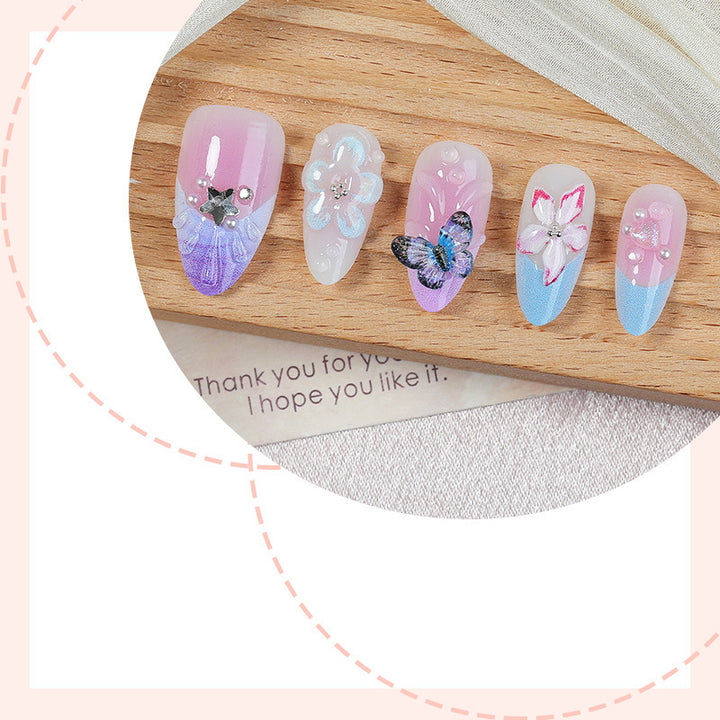 Creative nail art set with floral and butterfly motifs Kalsten