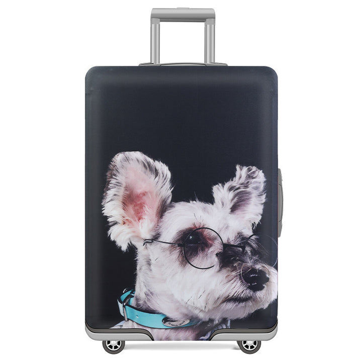 Unisex nan elastic motif suitcase cover made of stretchable polyester with handle and wheel openings Kalsten