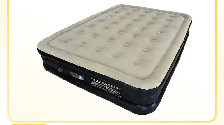 electric inflatable single air mattress with integrated auto pump, flocked tufted sleeping surface and raised edge support Kalsten