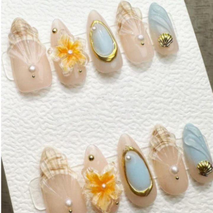 Artistic Seashell-Themed Press-On Nail Collection Kalsten