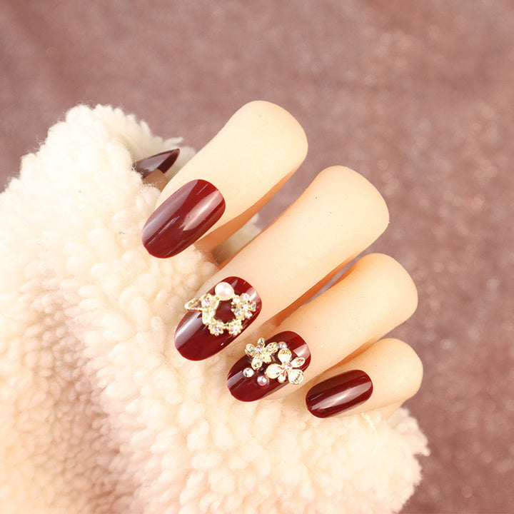 Elegant Floral Embellished Press-On Nails