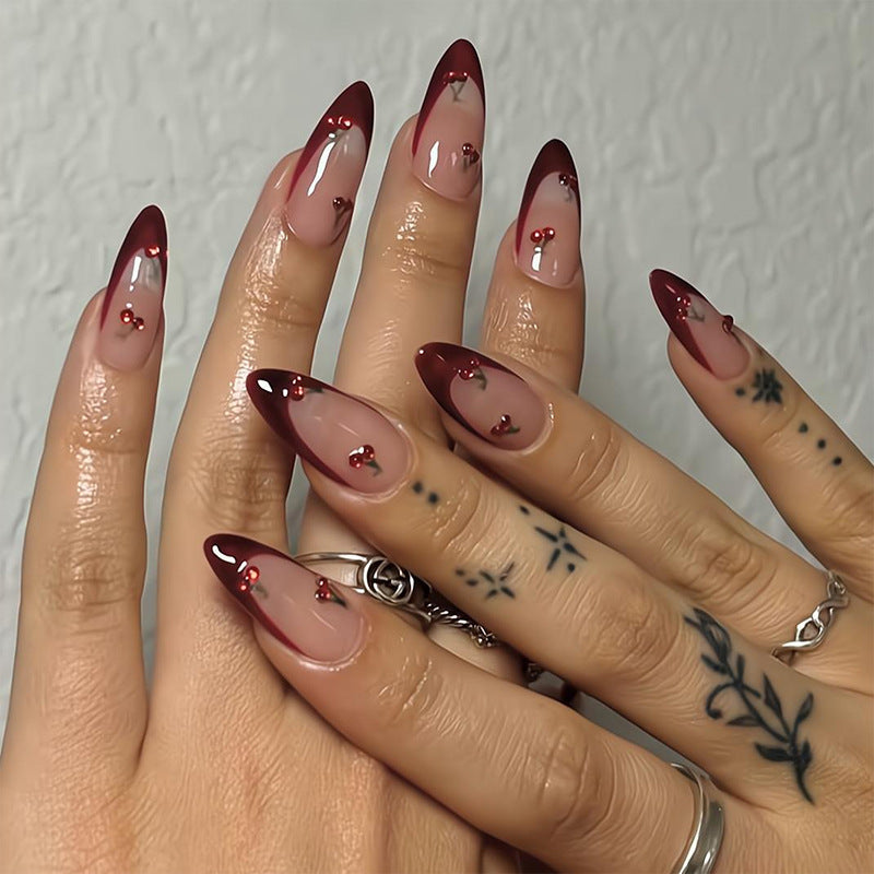 Acrylic nail set with fruity cherry design Kalsten