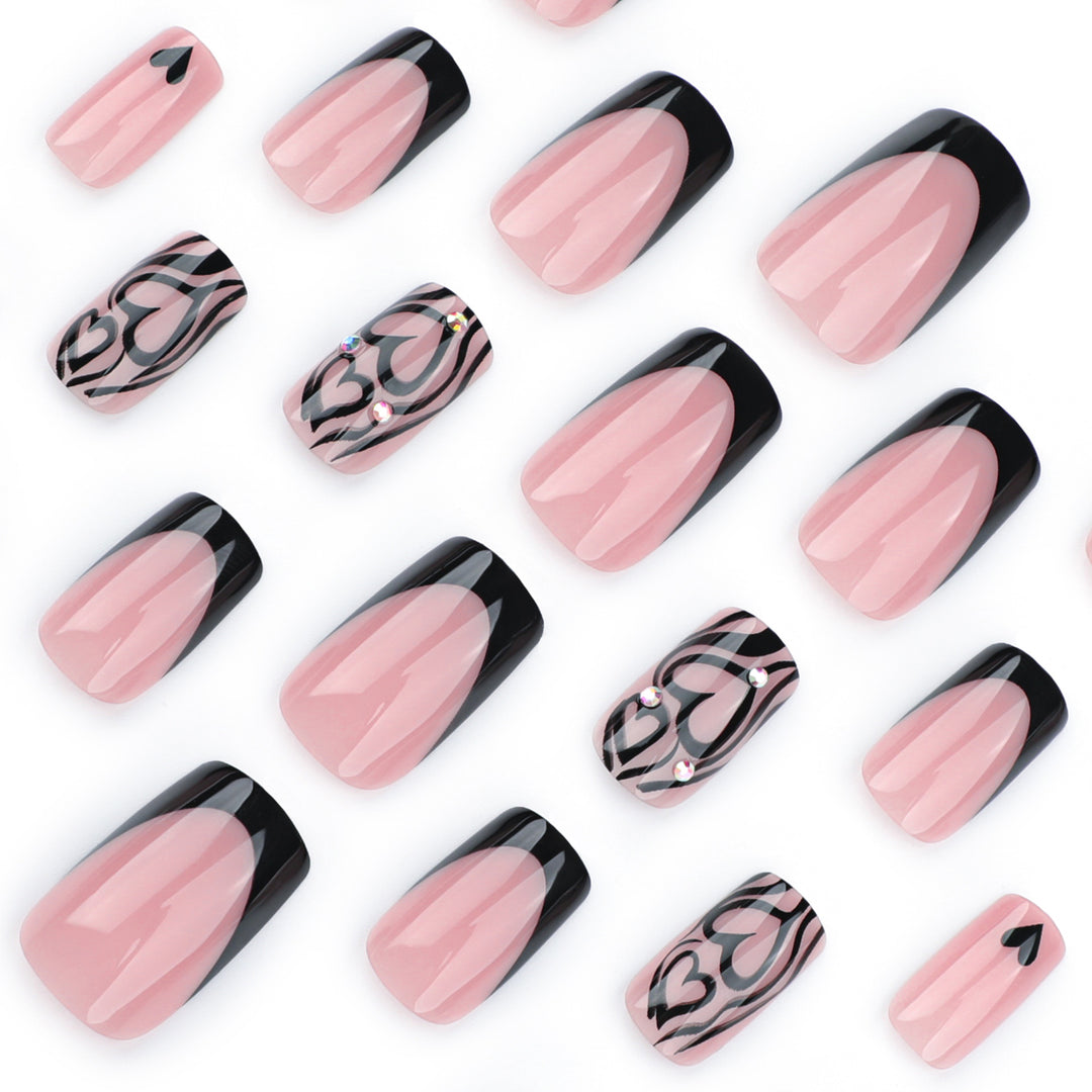 Artful Nail Extensions with Creative Heart and Wave Pattern Kalsten