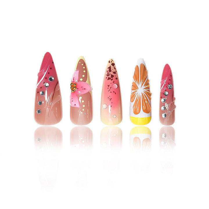 Floral Design Stiletto Nail Extensions Kalsten
